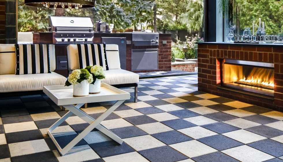 Stone patio installation in Brampton by KANU Interlocking