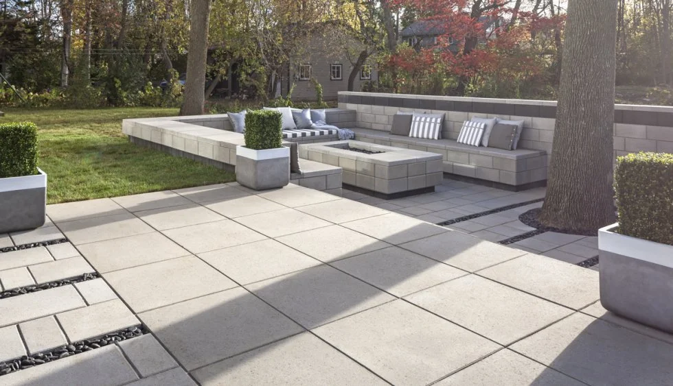 Stone patio installation in Mississauga by KANU Interlocking