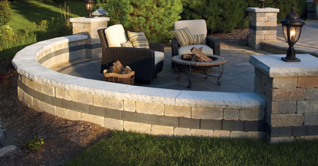 Interlocking retaining wall in Markham designed and installed by KANU Interlocking with premium stone blocks