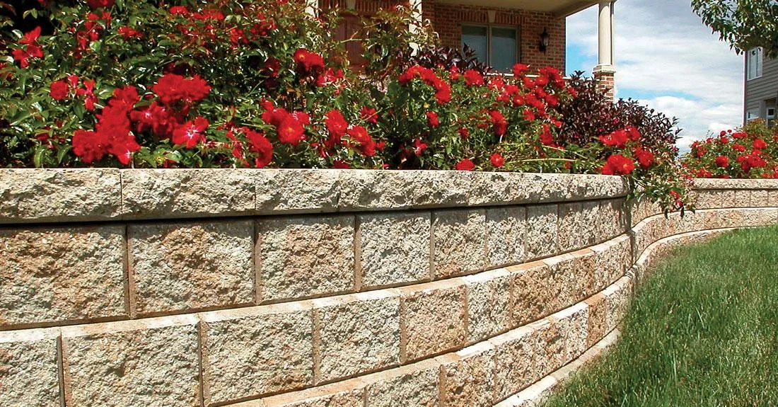 Interlocking retaining wall in Toronto designed and installed by KANU Interlocking with premium stone blocks