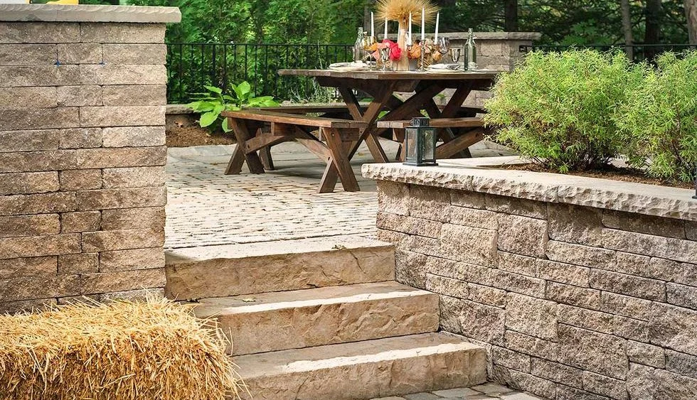 Natural stone steps in Pickering by KANU Interlocking