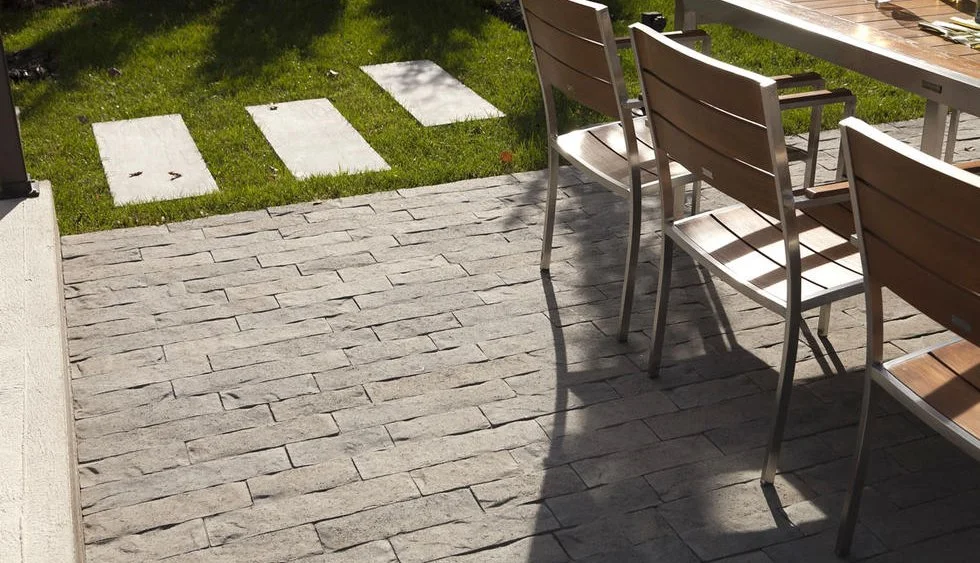 Stone patio installation in Scarborough by KANU Interlocking